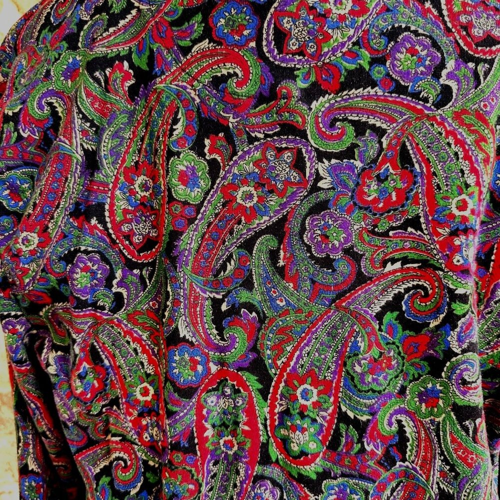 VTG Lauren Ralph Lauren Long Sleeve Top XL Pullover Paisley Preppy Cotto… - Picture 9 of 12